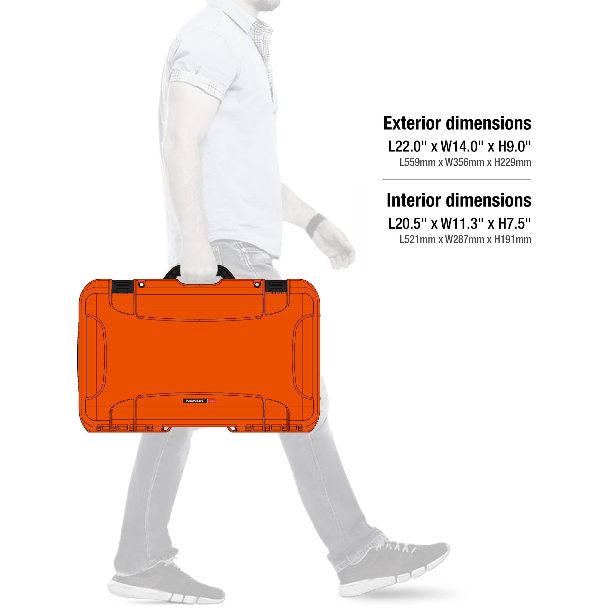 938 Hard Wheeled Case with Divider Set (Orange) P318