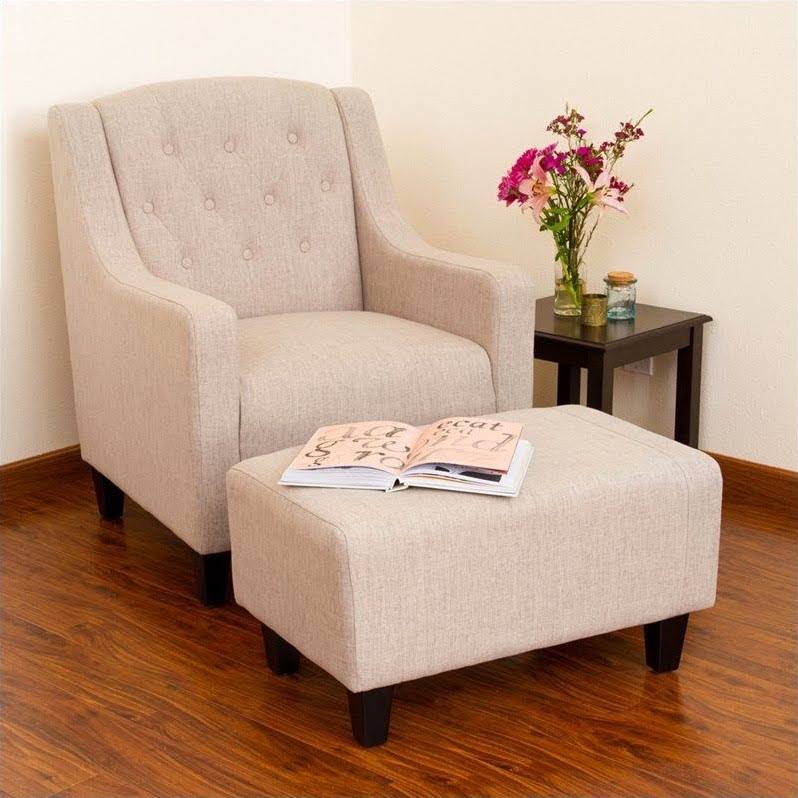 Beige Arm Chair and Ottoman I533146