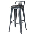 Vintage Black Low Back Bar Stool F3350