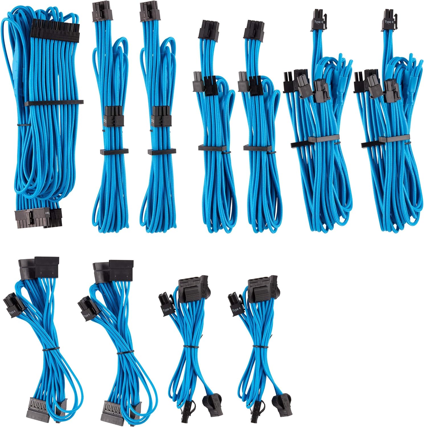 Blue Individually Sleeved PSU Cables Pro Kit N5450