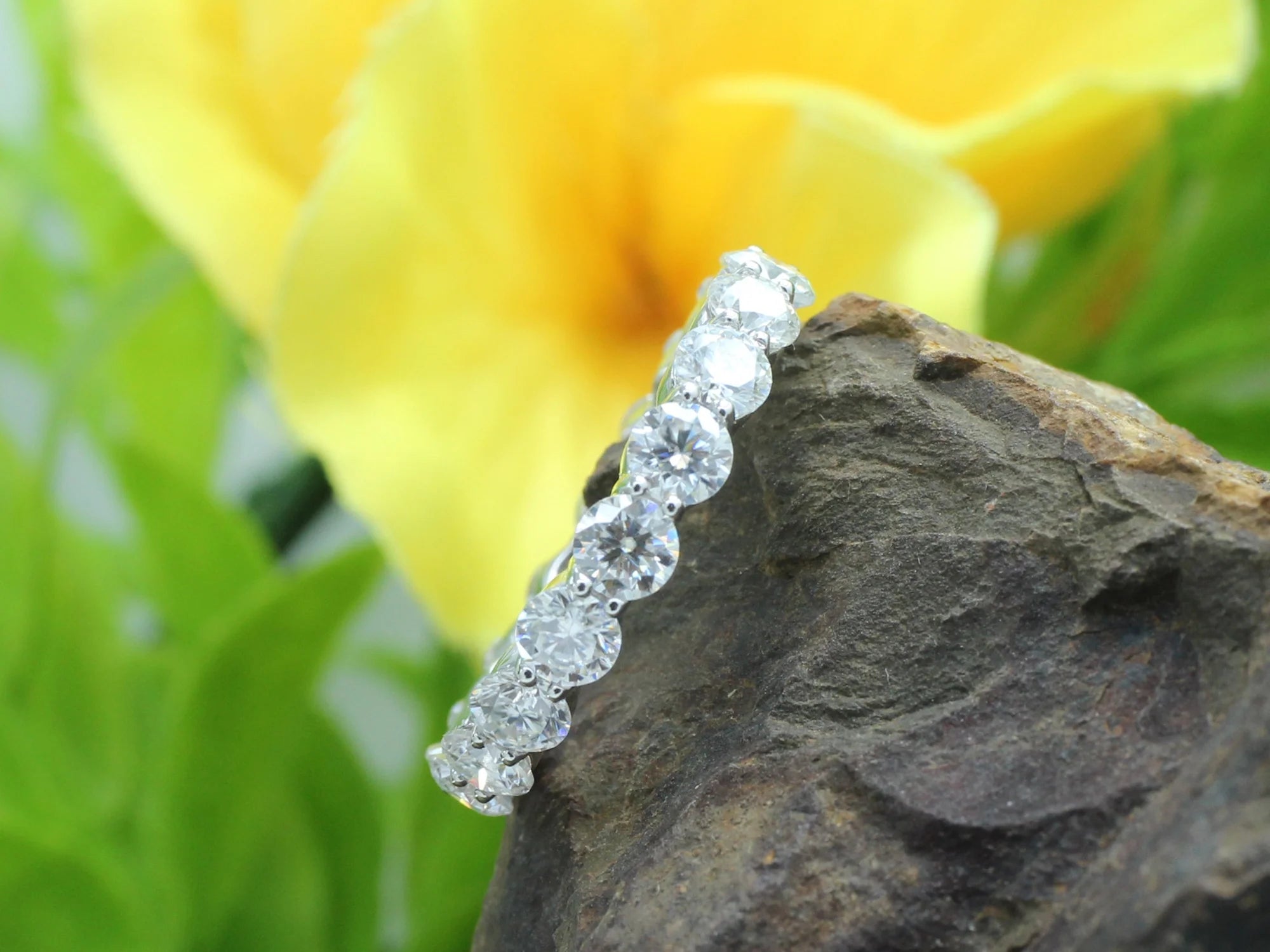 14K White Gold Over Sterling Silver Eternity Wedding Band Ring S598724
