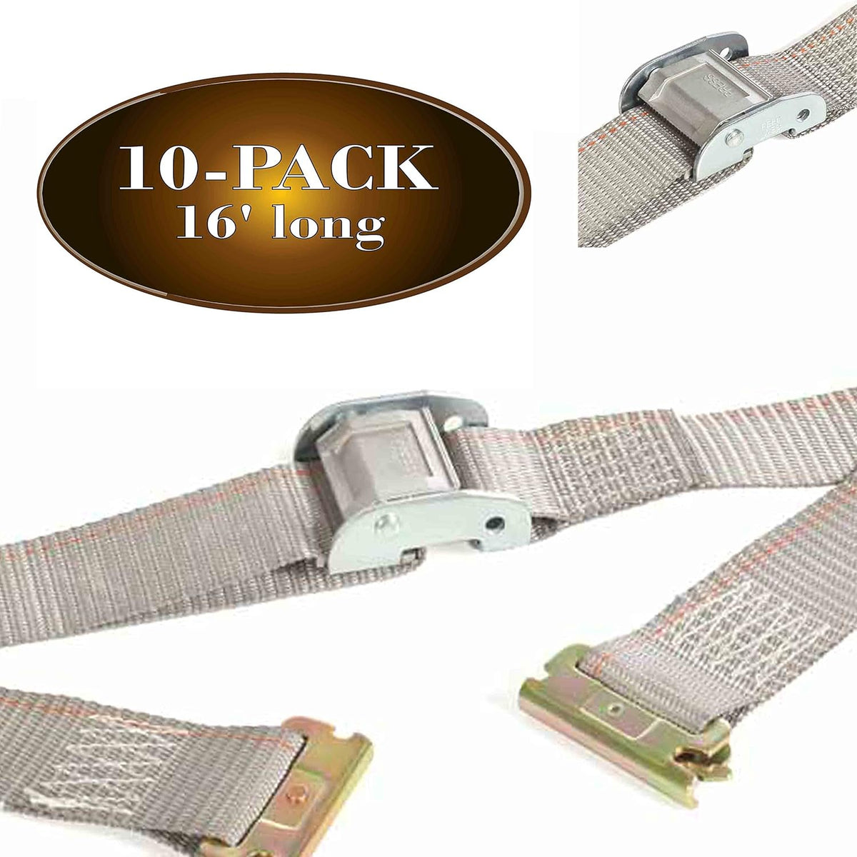 2 x 16' Grey Polyester Cam Buckle E Track Strap H4846