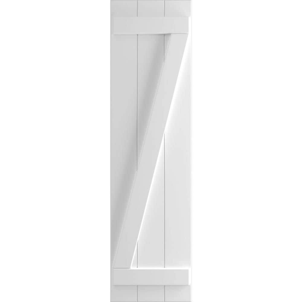 16-1/8x22 x 33x22 PVC Three Board Joined Board and Batten Shutters with Z-Bar, Unfinished (Per Pair) J19458