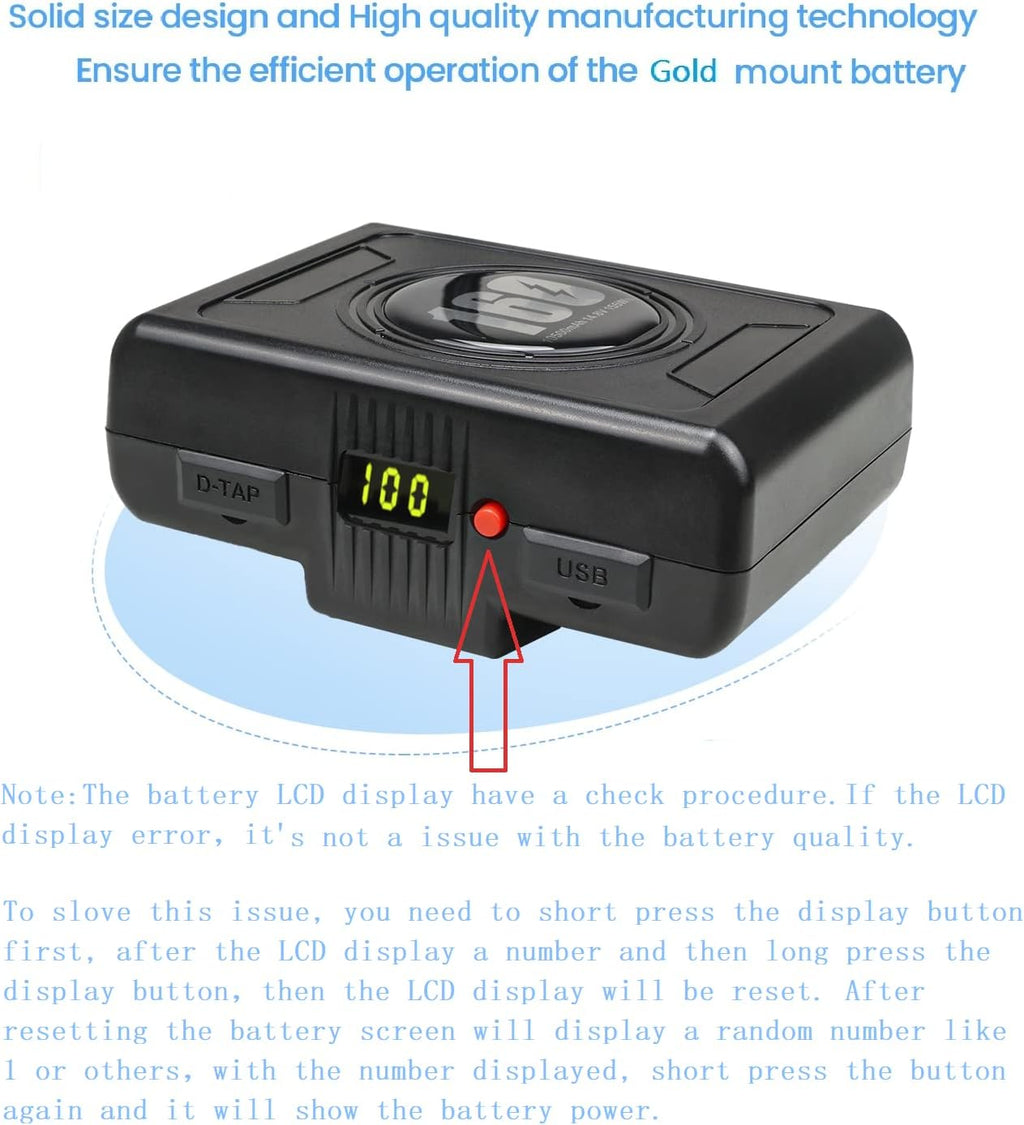 155Wh Gold Mount Battery with D-Tap Output Cable U39143