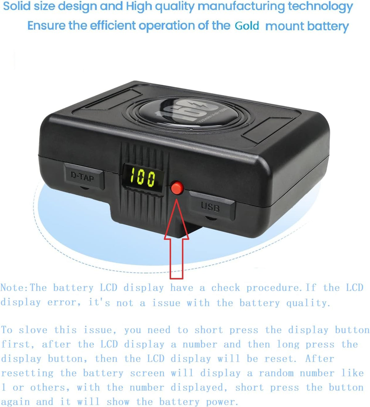 155Wh Gold Mount Battery with D-Tap Output Cable U39143