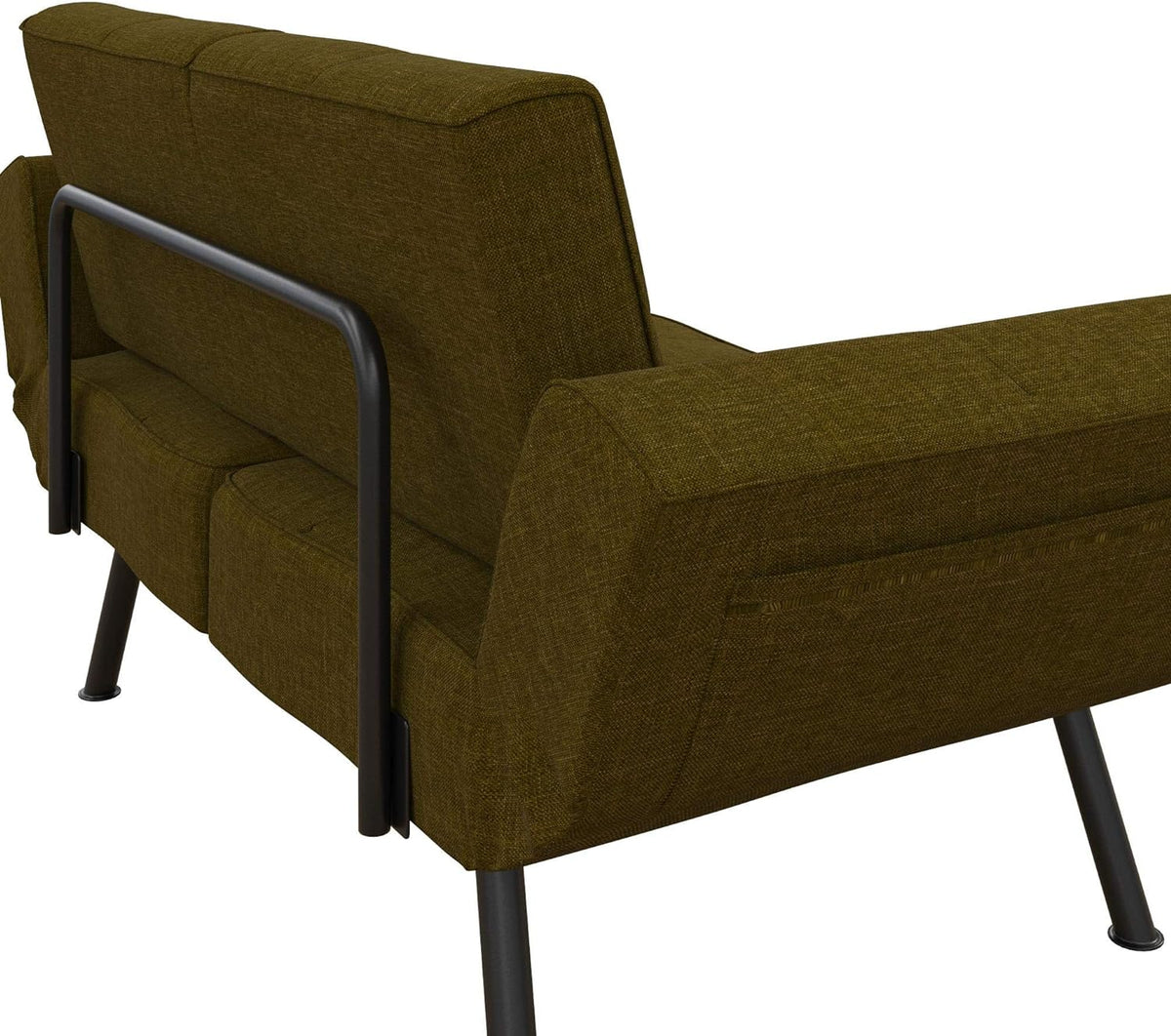 Green Linen Upholstered Tufted Loveseat Futon With Storage Pockets F997784