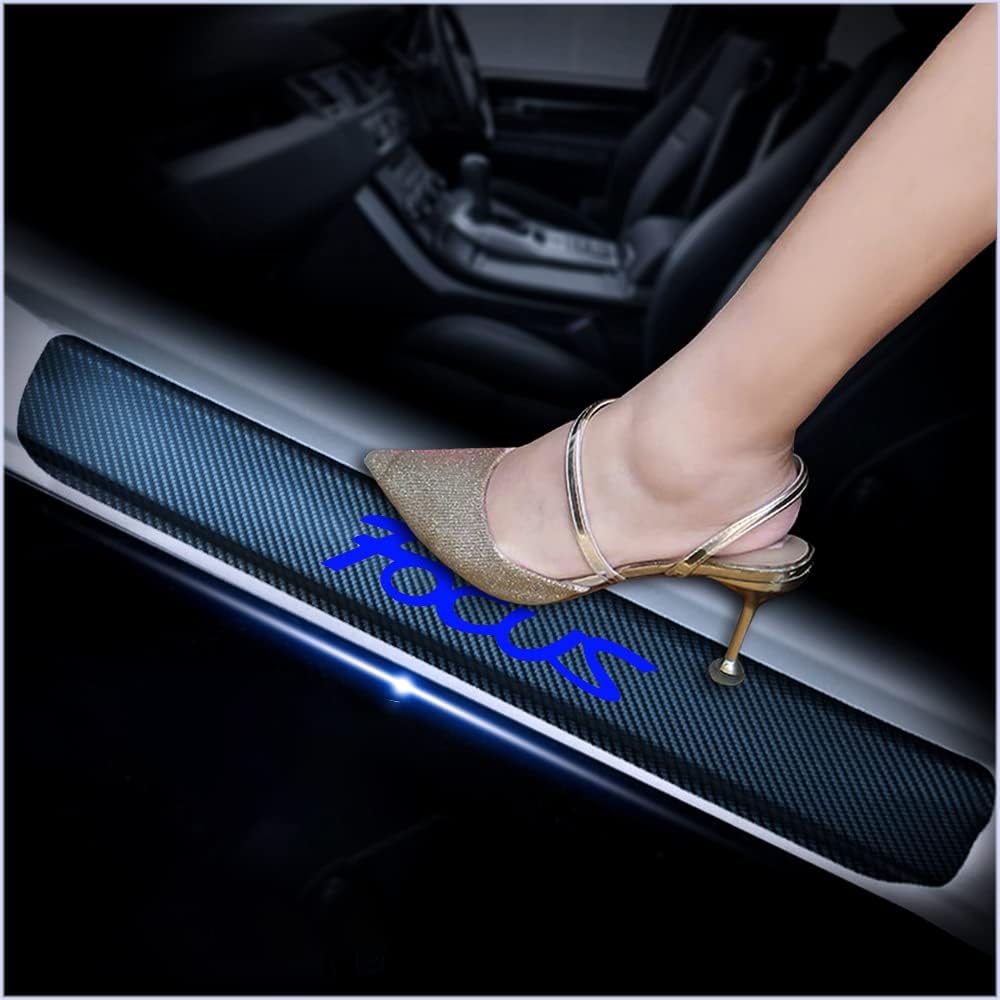 4Pcs Car Door Sill Scuff Plate Cover Carbon Fiber Sticker red I4010
