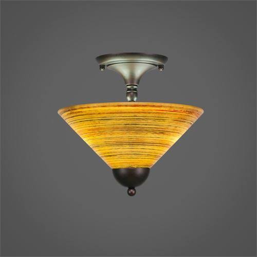 Two Light Semi-Flush Mount Bronze Finish with Saturn Glass K530465