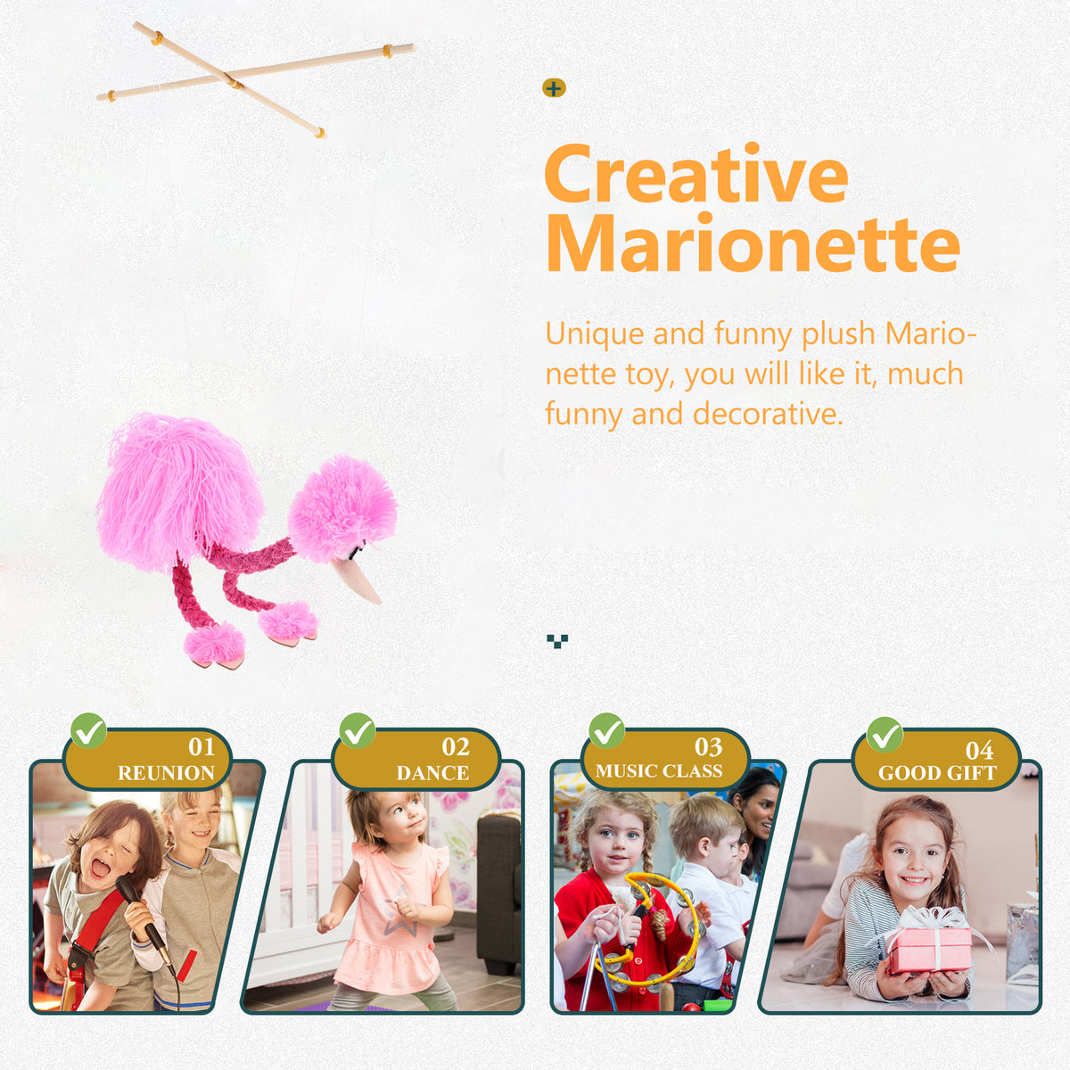 Flamingo Marionette Puppet Plush Animals W10075