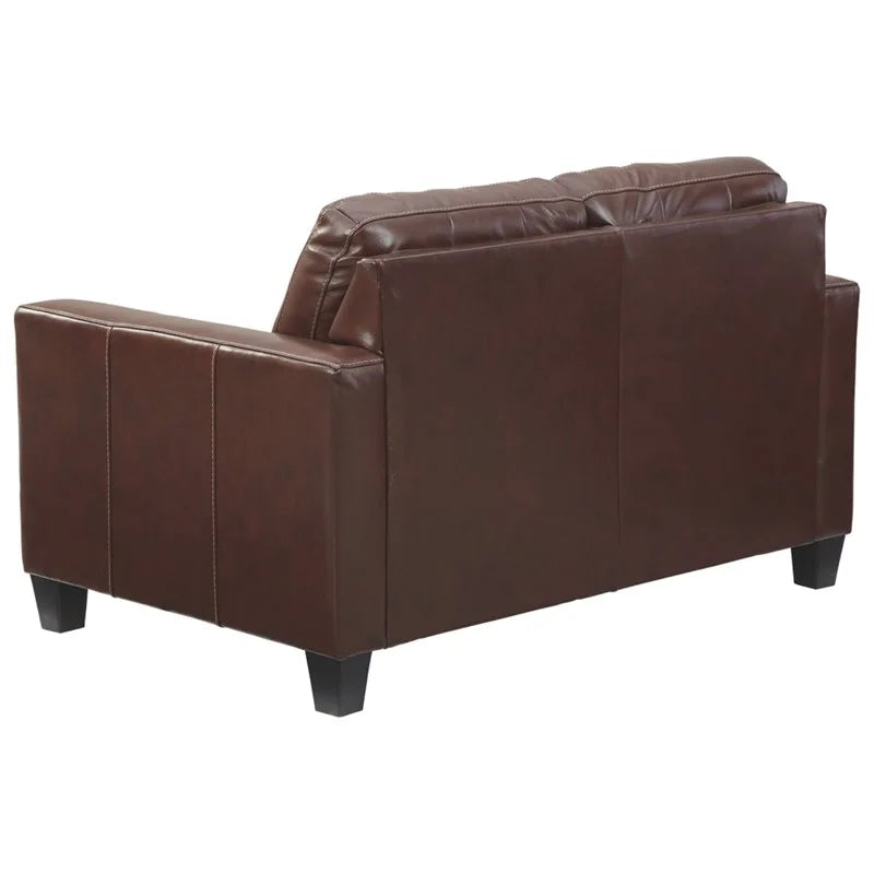 Walnut Leather Loveseat I418