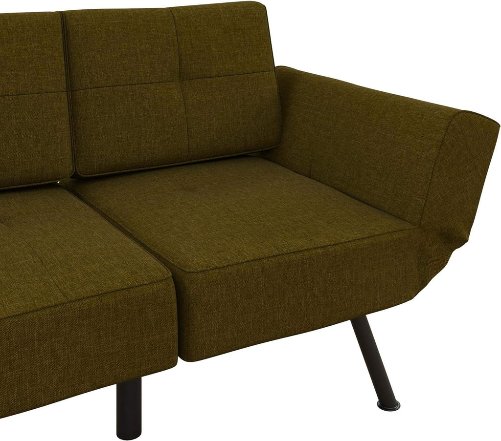 Green Linen Upholstered Tufted Loveseat Futon With Storage Pockets F997784
