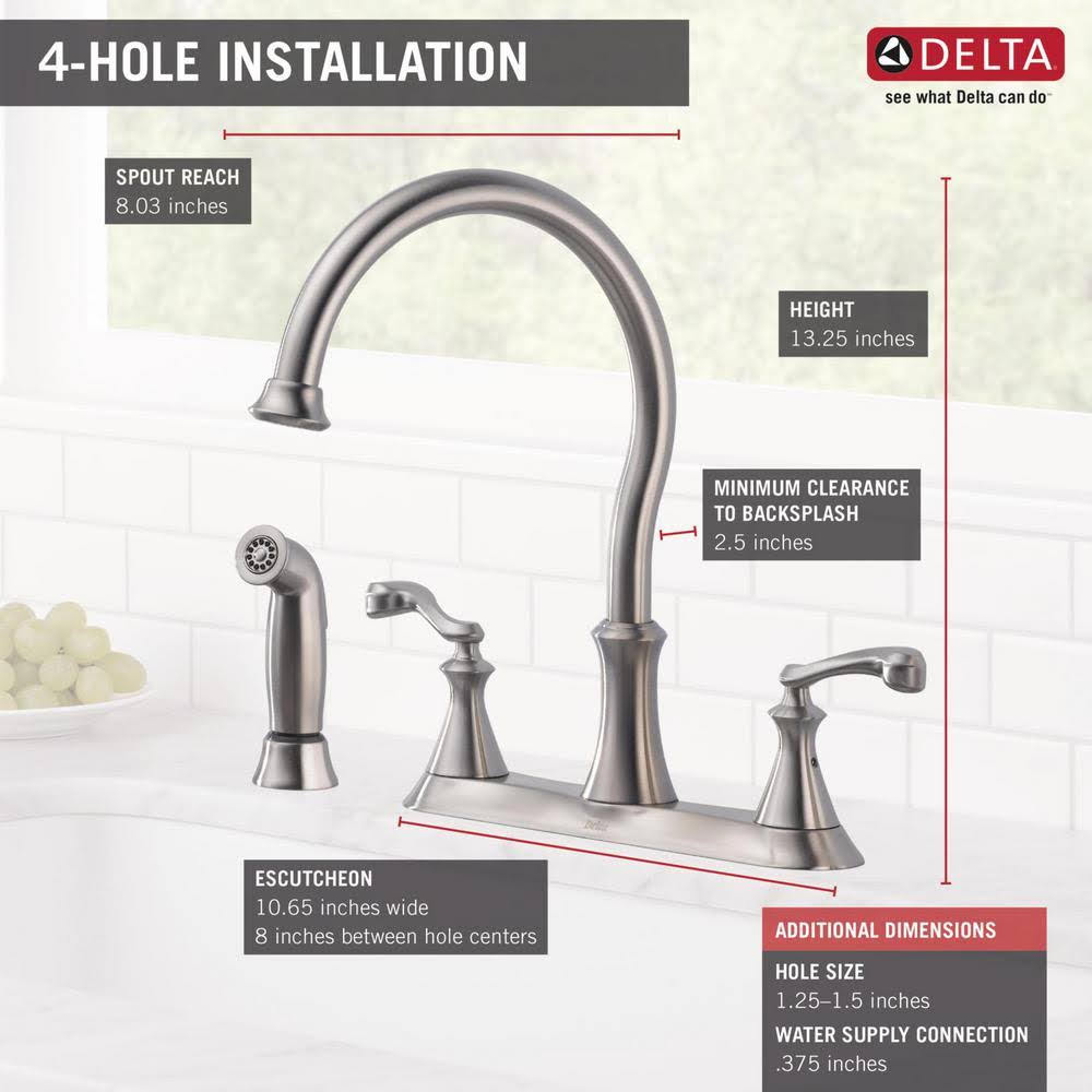 2-Handle Kitchen Faucet Stainless Steel C3056