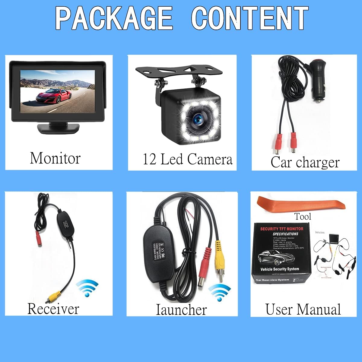 Wireless Backup Camera 4.3 Inch FHD 1080P Waterproof Reversing Camera Pack of 2 R693412
