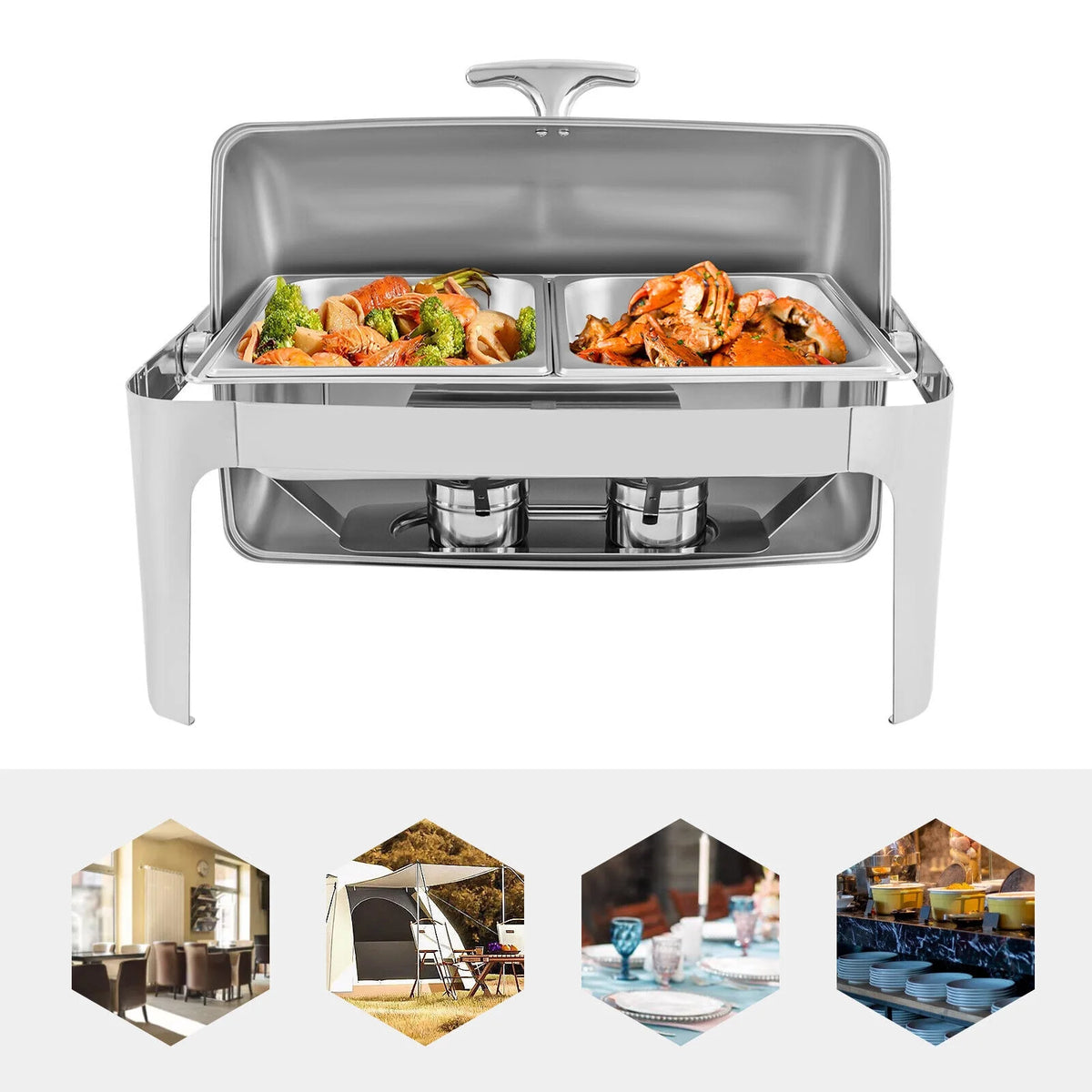 9.54QT Stainless Steel Chafing Dish Set J90671