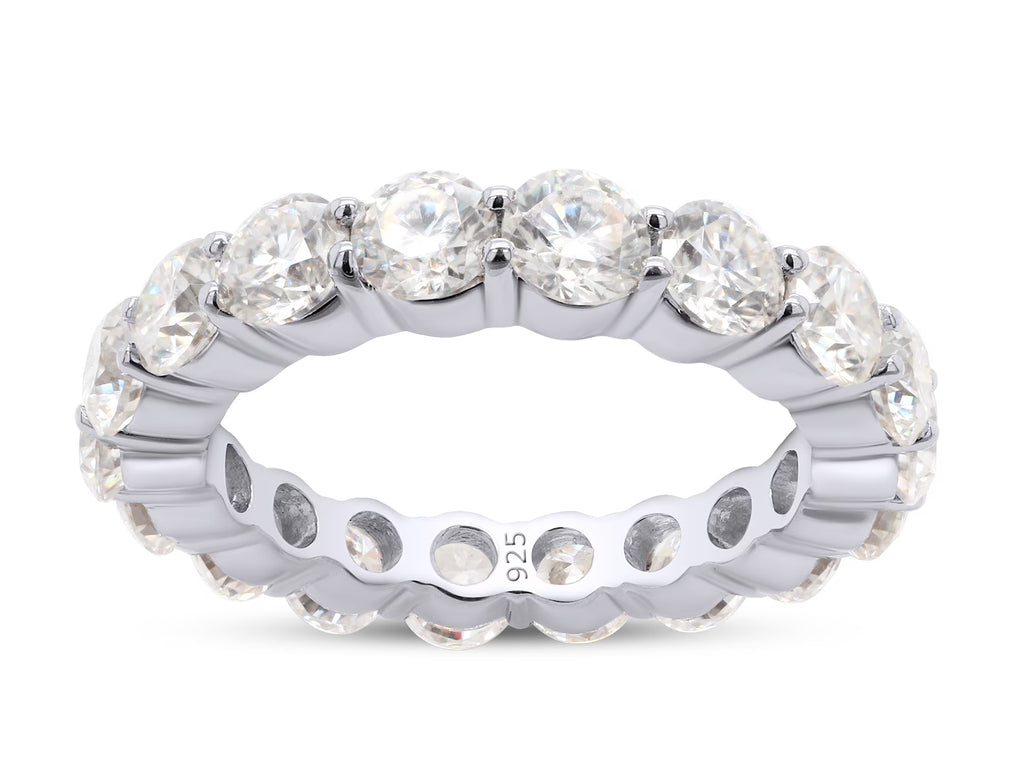 14K White Gold Over Sterling Silver Eternity Wedding Band Ring S598724
