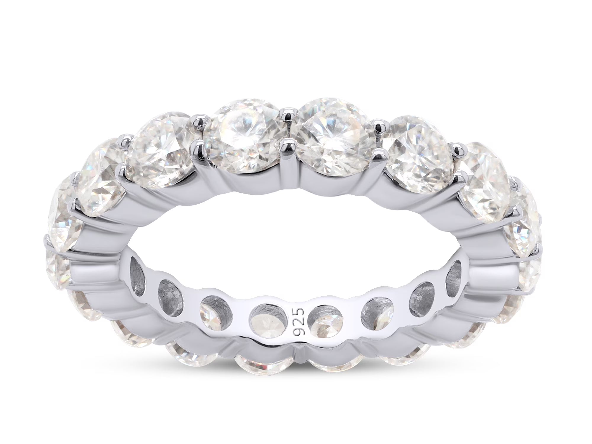 14K White Gold Over Sterling Silver Eternity Wedding Band Ring S598724