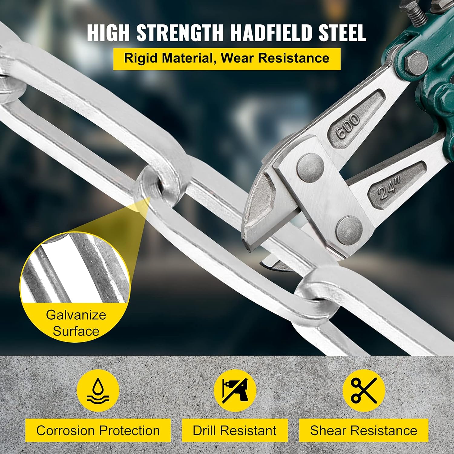 Heavy Duty Case-Hardened Security Chain and Lock Kit with 3 Keys Z681