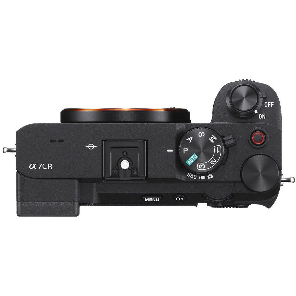 Sony a7CR Full Frame Mirrorless Camera Body + 50mm F1.8 Lens Black Bundle with Photography Backpack + Extra Battery + Microphone + LED + Monopod & Accessories Kit V343528
