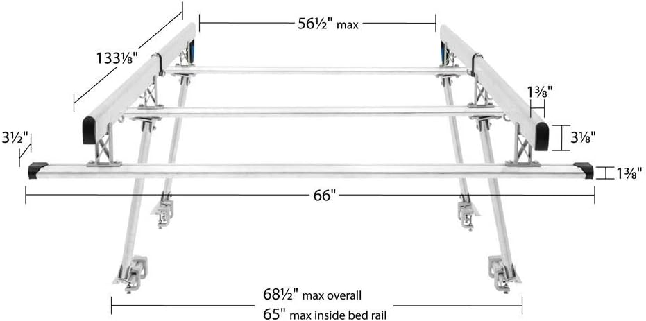 Aluminum Universal Over-Cab Truck Rack, 800-lb Capacity J8626