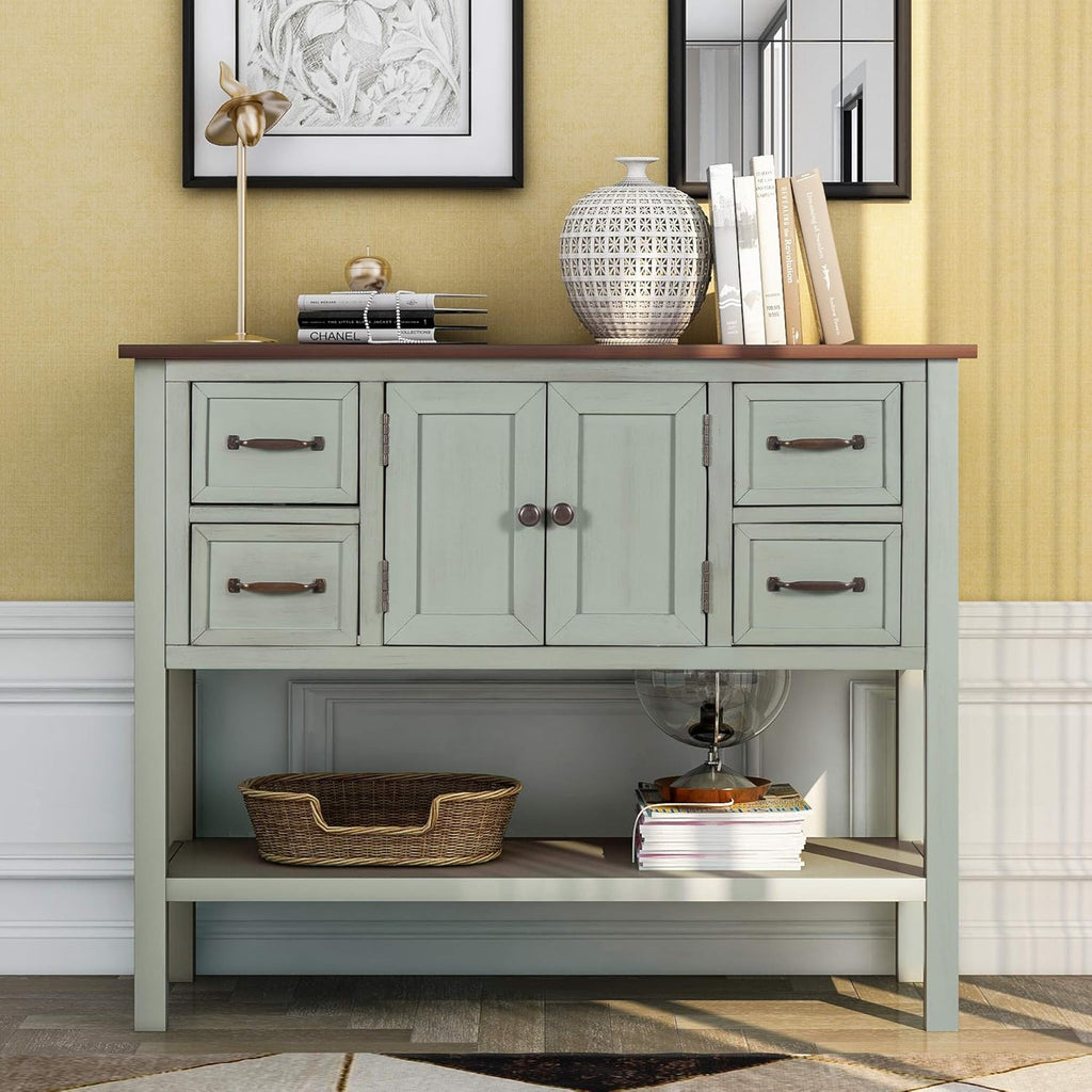 Solid Wood Console Table with 2 Drawers and 1 Cabinet Q483856