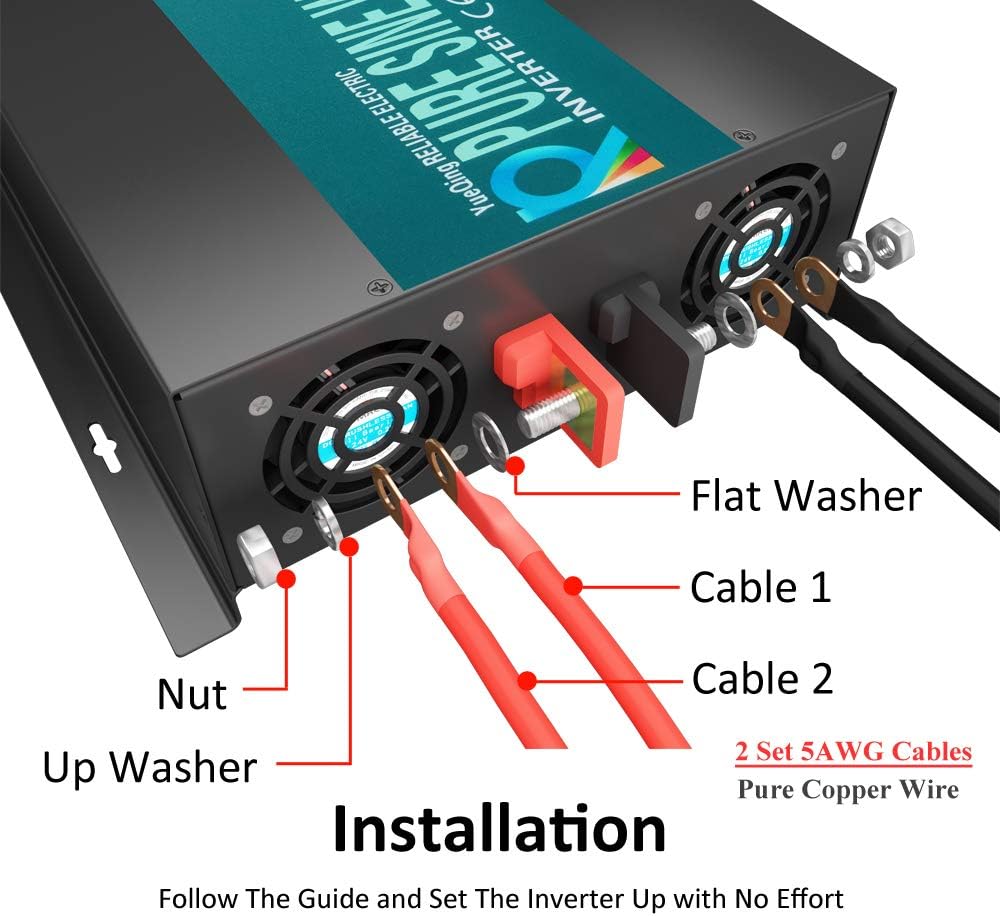 4000W Pure Sine Wave Power Inverter 12V 110V 120V 60Hz with Remote Controller W202391