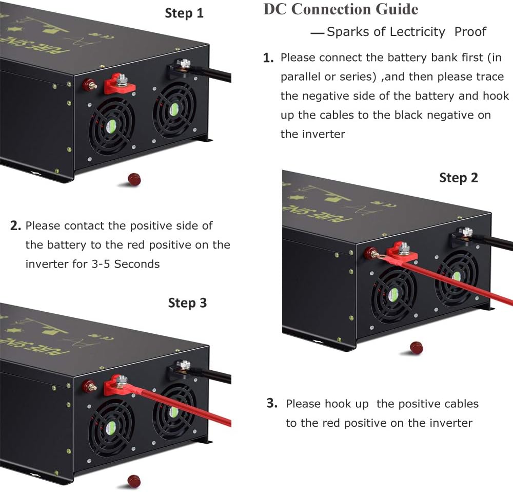 8000W Pure Sine Wave Power Inverter DC 24V to AC 120V with 4 AC Outlets Remote Control LED Display U6827