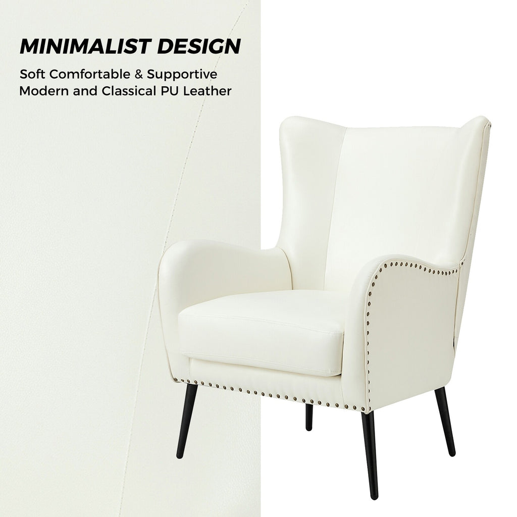 IVORY Upholstered Armchair with Metal Legs L145