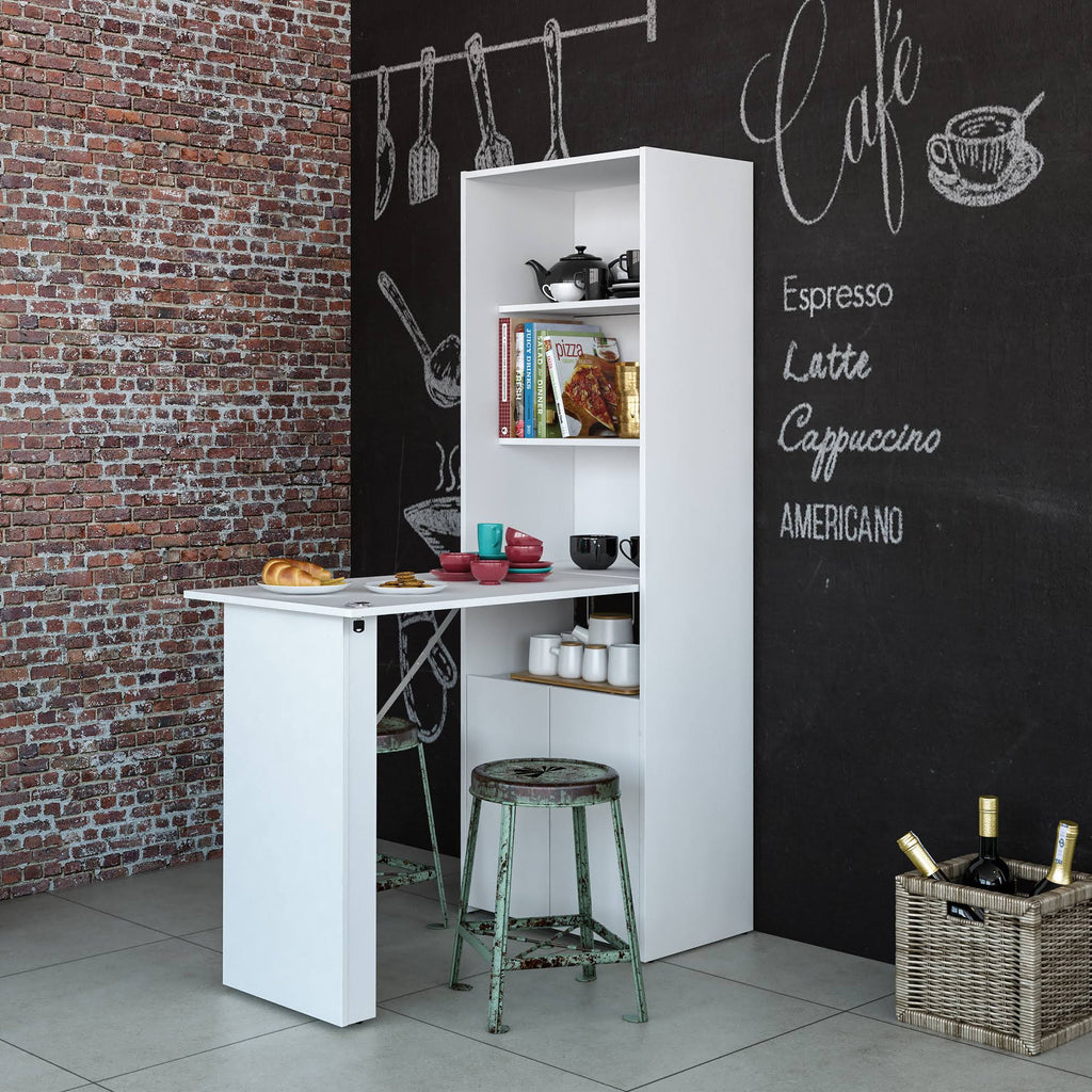 White Multipurpose Cabinet with Desk F849