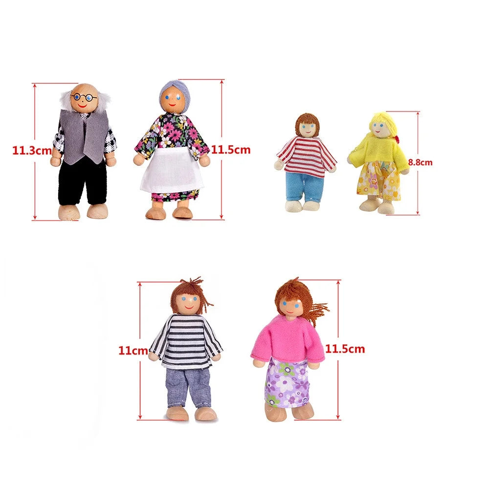 6 People Dolls House Family Miniature Set Y18062