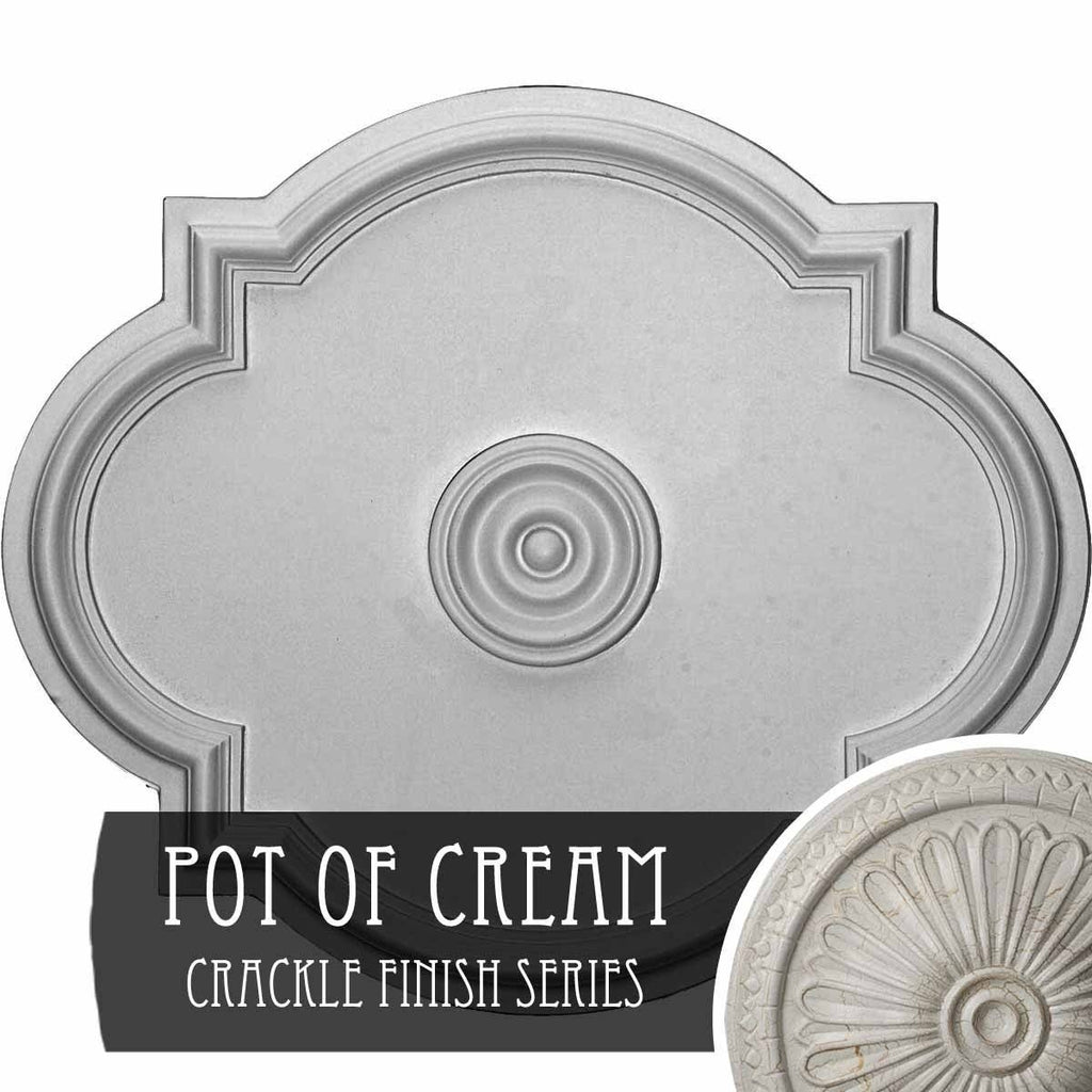 24x22W x 20 1/2x22H x 1 1/8x22P Ceiling Medallion, Hand-Painted Pot of Cream Crackle M243287