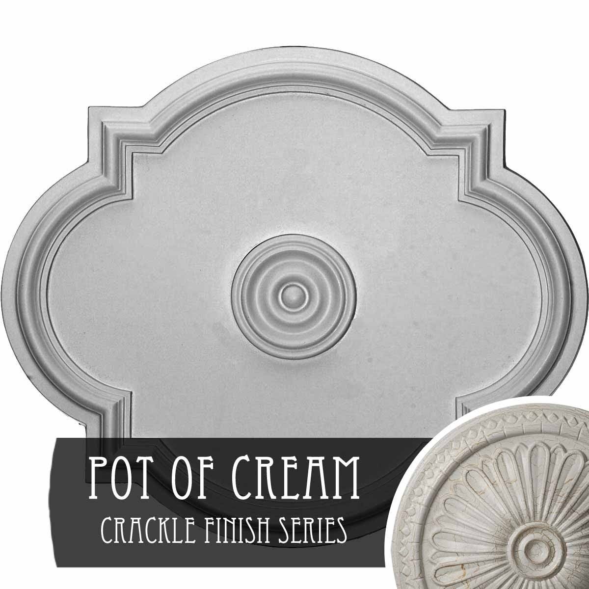 24x22W x 20 1/2x22H x 1 1/8x22P Ceiling Medallion, Hand-Painted Pot of Cream Crackle M243287