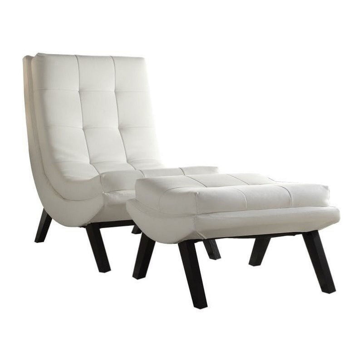 White Faux Leather Lounge Chair and Ottoman Set M903