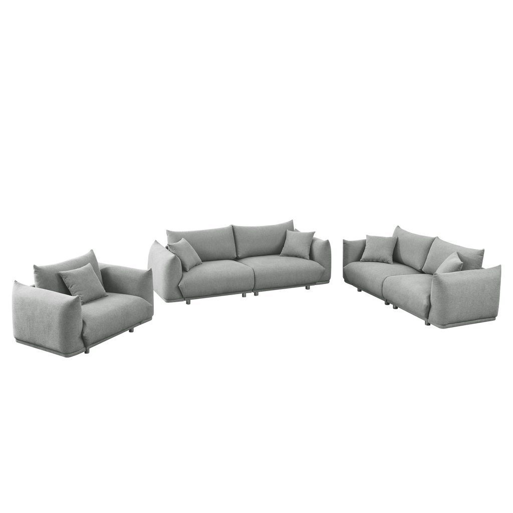 3-seater + 2-seater + 1-seater Combination Sofa with Solid Wood Frame and Metal Legs, 5 Pillows B2414
