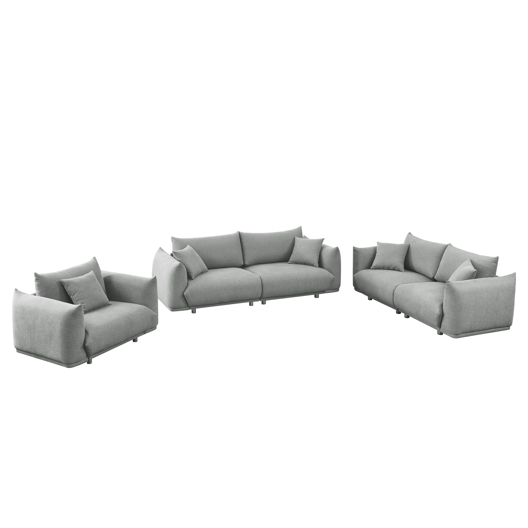 3-seater + 2-seater + 1-seater Combination Sofa with Solid Wood Frame and Metal Legs, 5 Pillows B2414