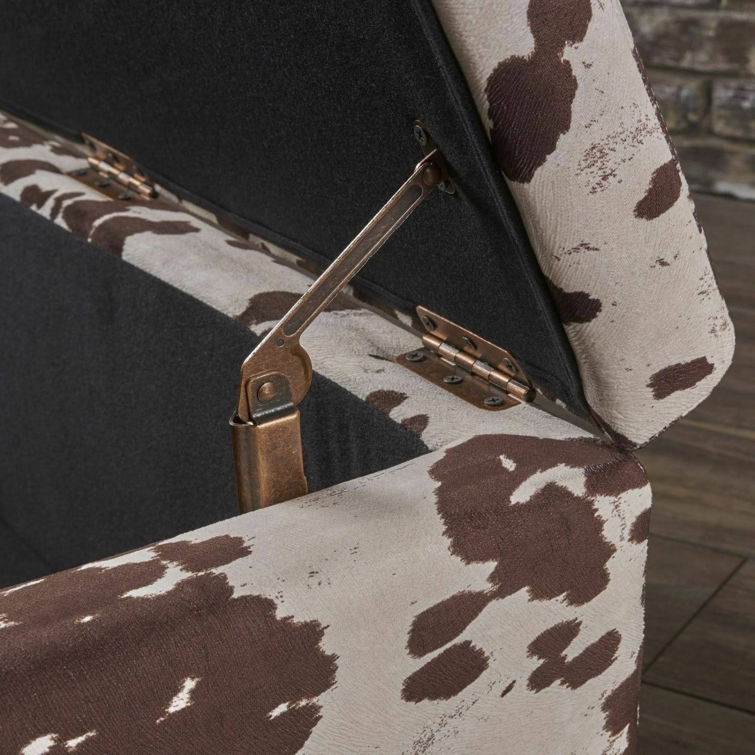 Velvet Cow Print Storage Ottoman Bench P55274