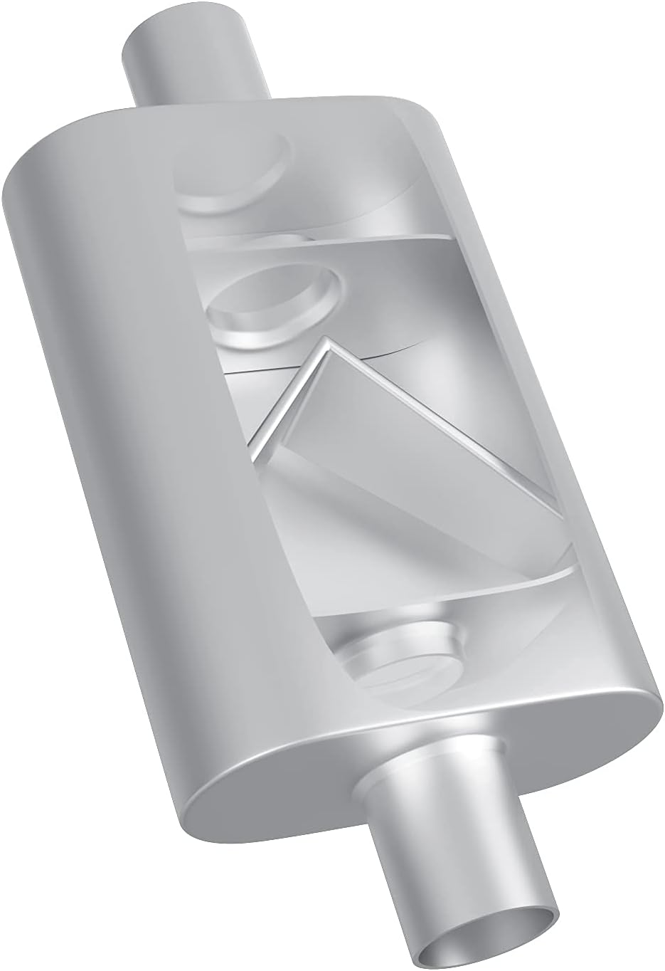 Dual Chamber 2.25 inch Inlet 2.25 inch Outlet Performance Automotive Muffler Exhaust Pack of 2 G414