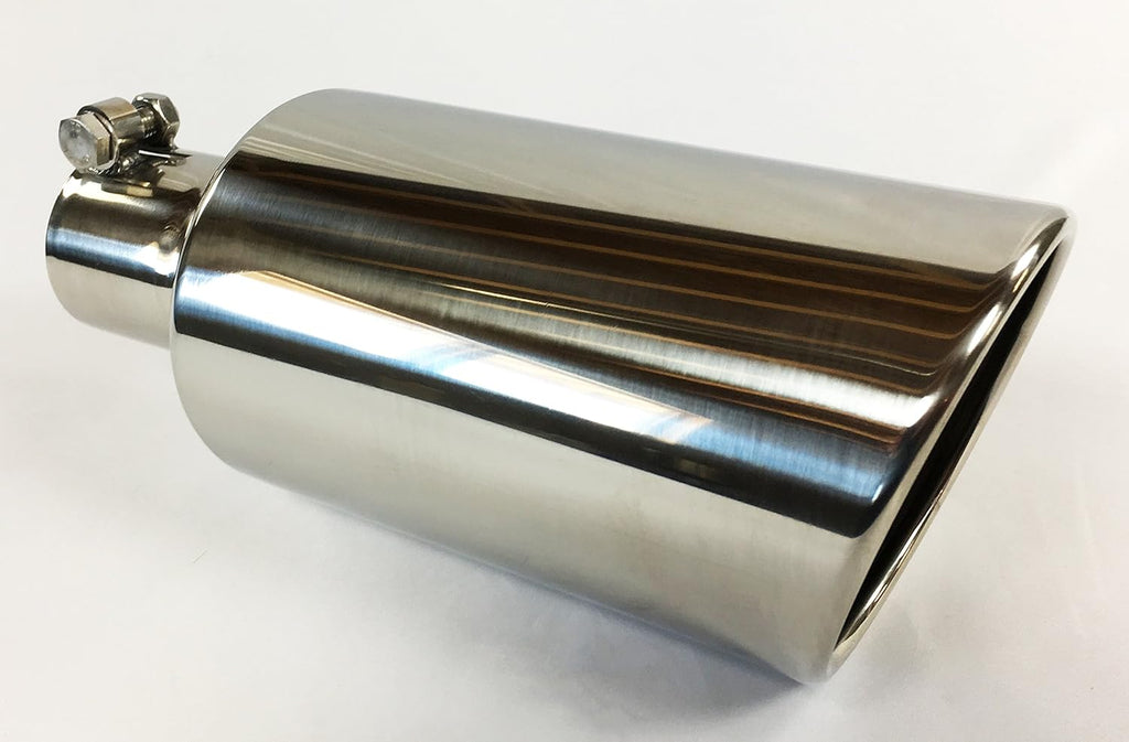 Polished Stainless Steel Bolt On Rolled Slant Exhaust Tip Pack of 2 E711053