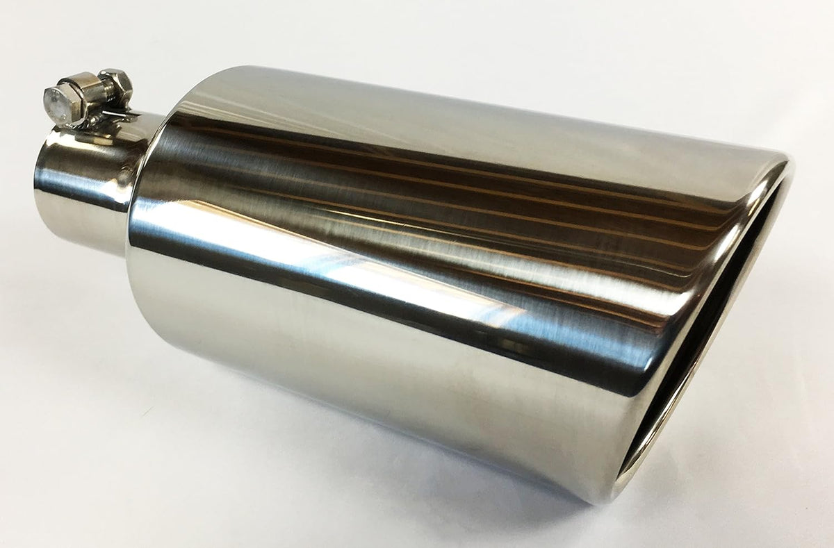 Polished Stainless Steel Bolt On Rolled Slant Exhaust Tip Pack of 2 E711053