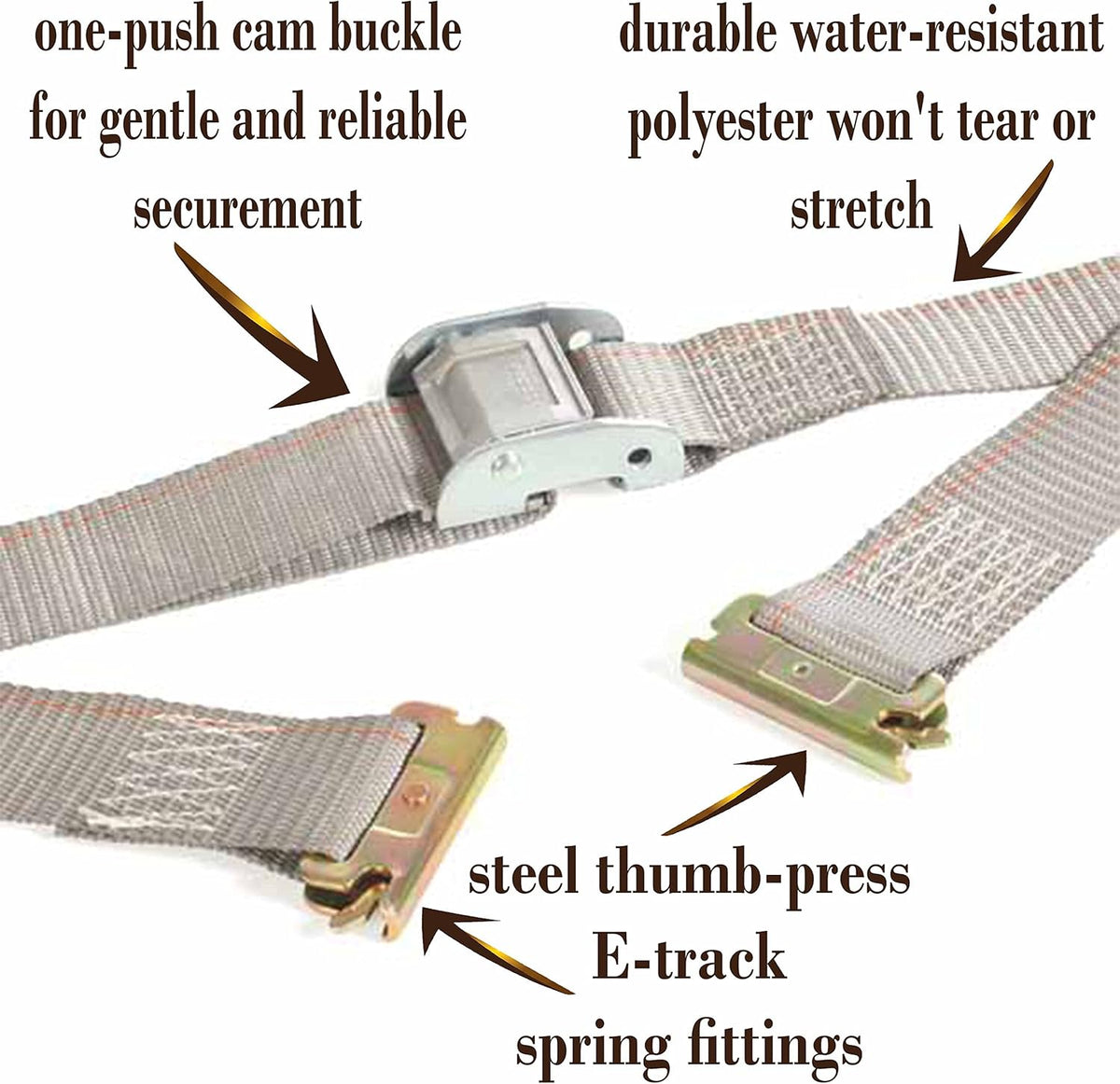 2 x 16' Grey Polyester Cam Buckle E Track Strap H4846