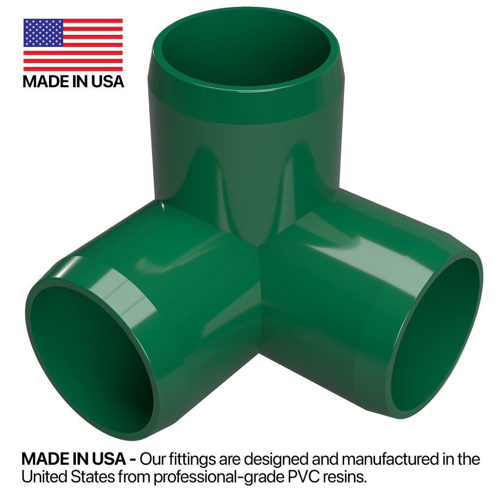 3/4" Size Green 3-Way Elbow PVC Fitting 8-Pack G698
