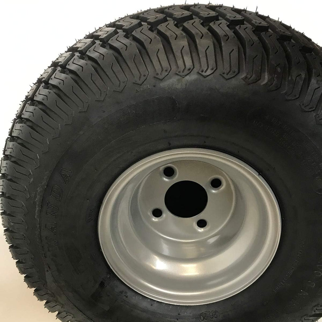 Silver 20x10.00-8 Lawn Mower Tire and Rim Set of 2 H2715