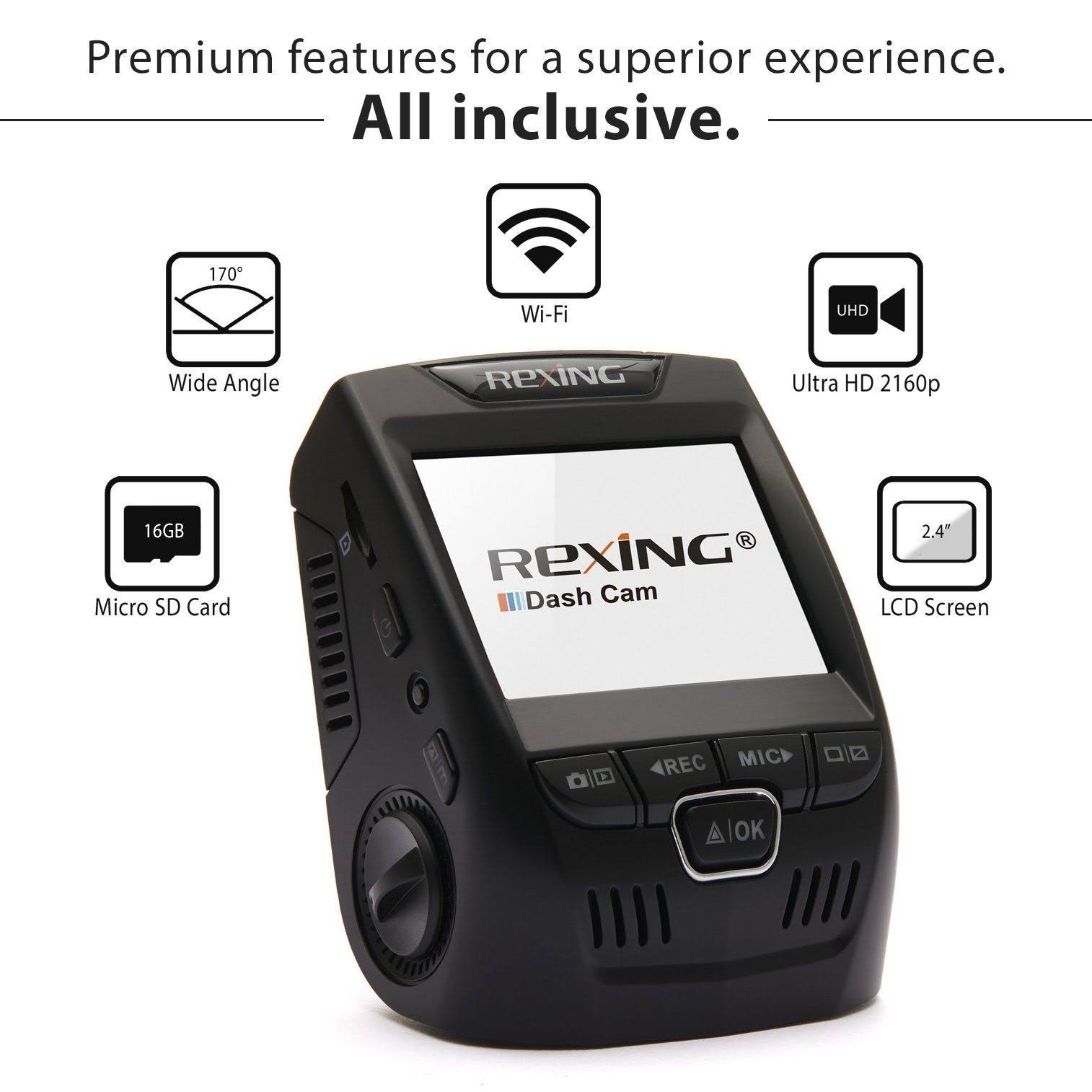 4K UHD WiFi Car Dash Cam with 170 Wide Angle LCD H65954