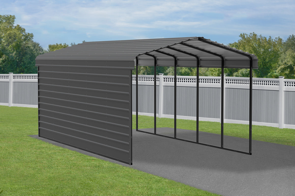 Galvanized Steel Carport Kit, 12' x 24' x 9', Charcoal Y732228