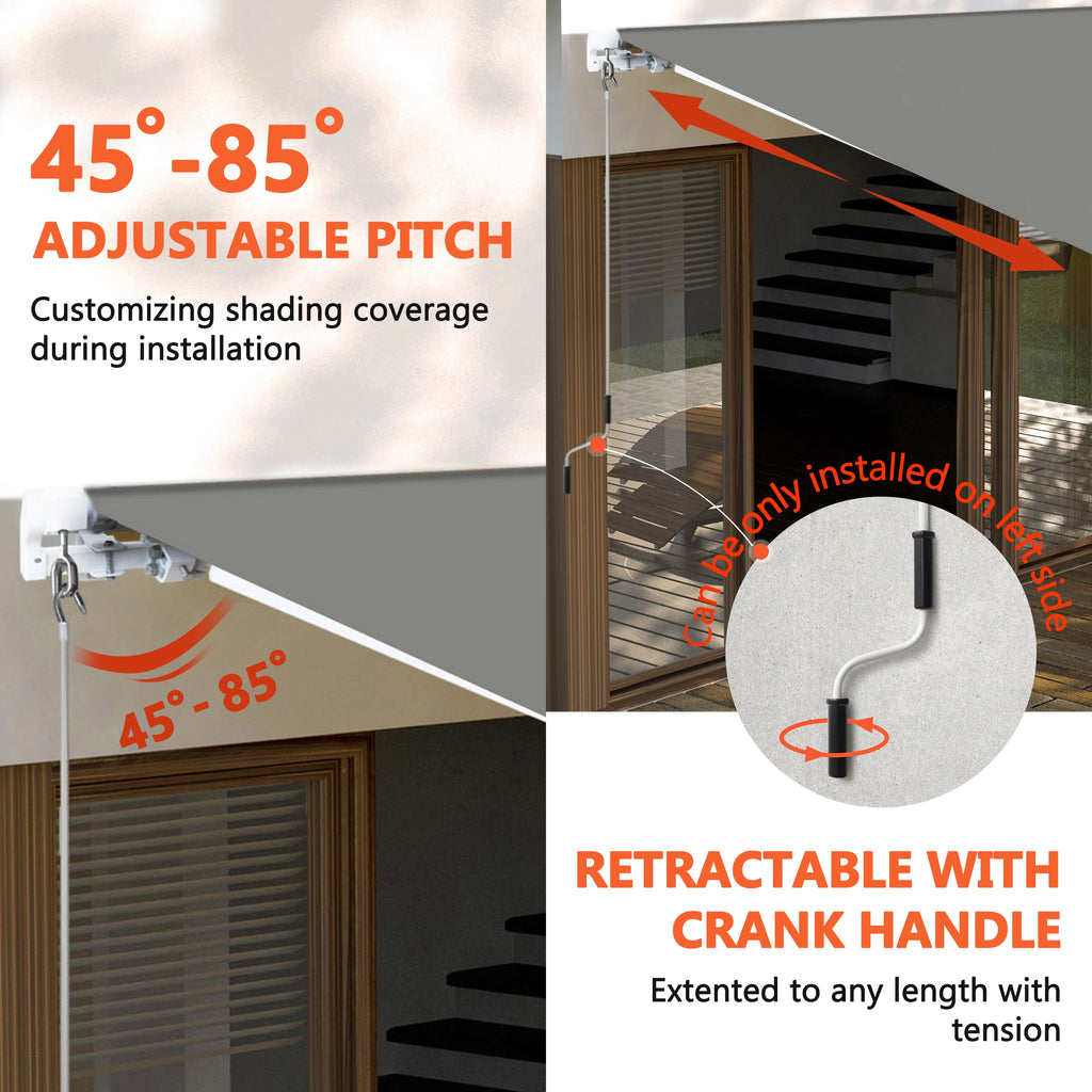 Gray Retractable Patio Awning N36358