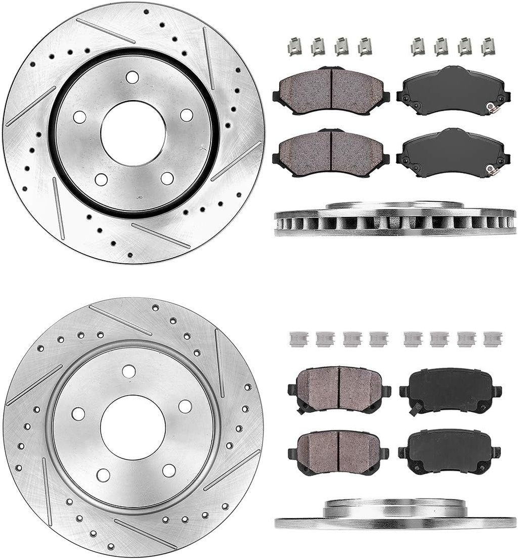 FRONT 302mm + REAR 305mm D/S 5 Lug Rotors + Ceramic Pads + Clips I490