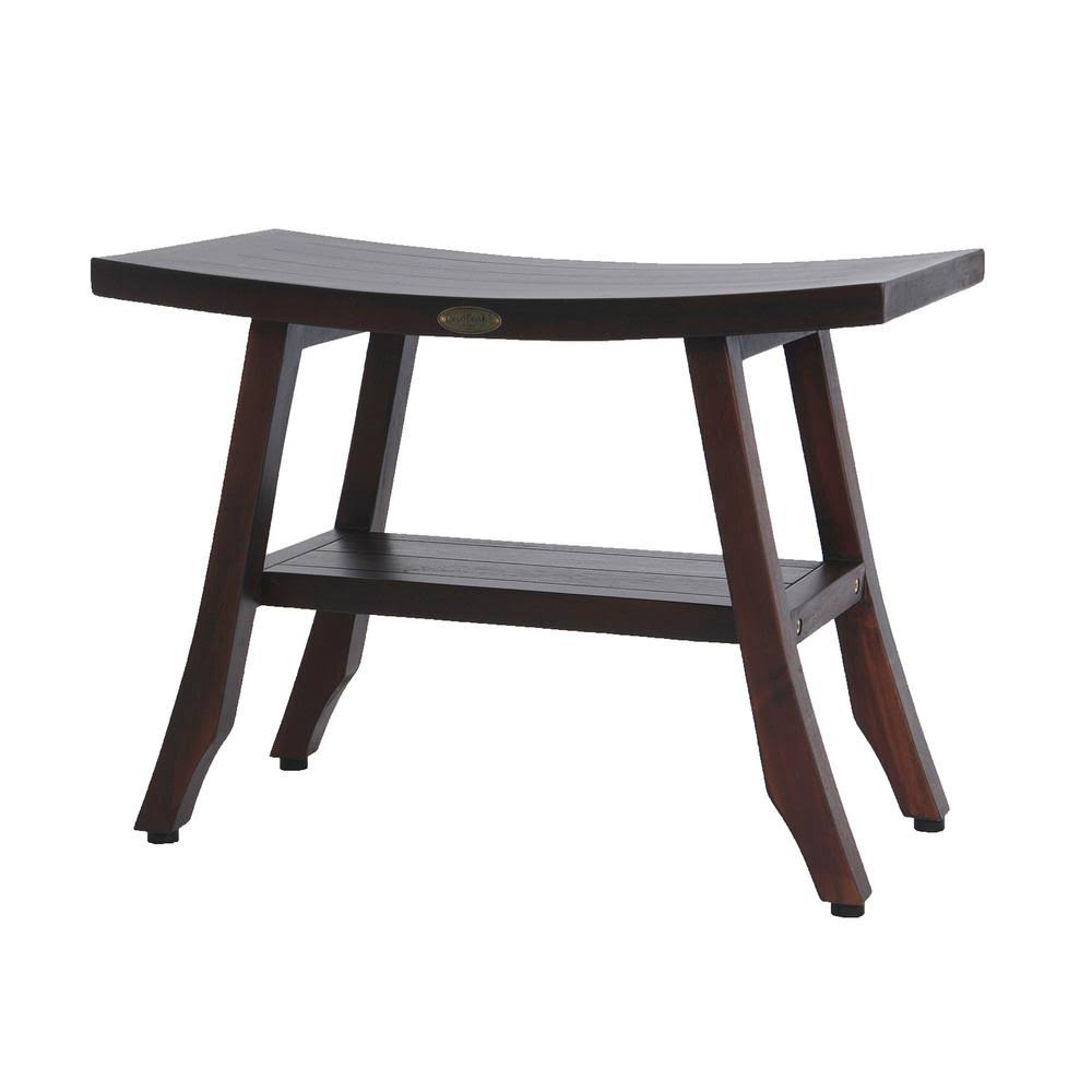 Teak Wood Shower Bench with Shelf K7603