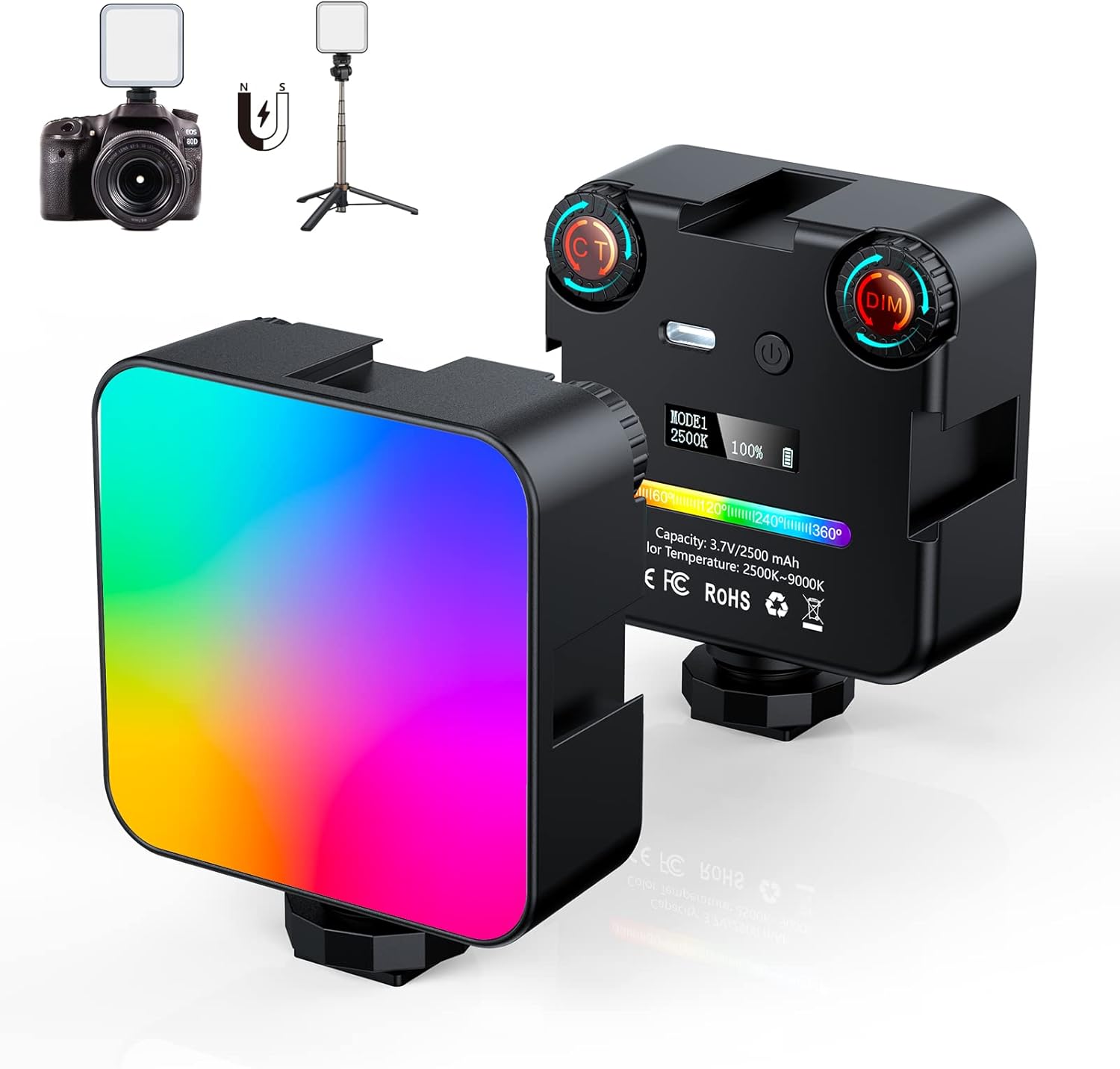 RGB Video Light with Magnetic Back, Pack of 2 H2530