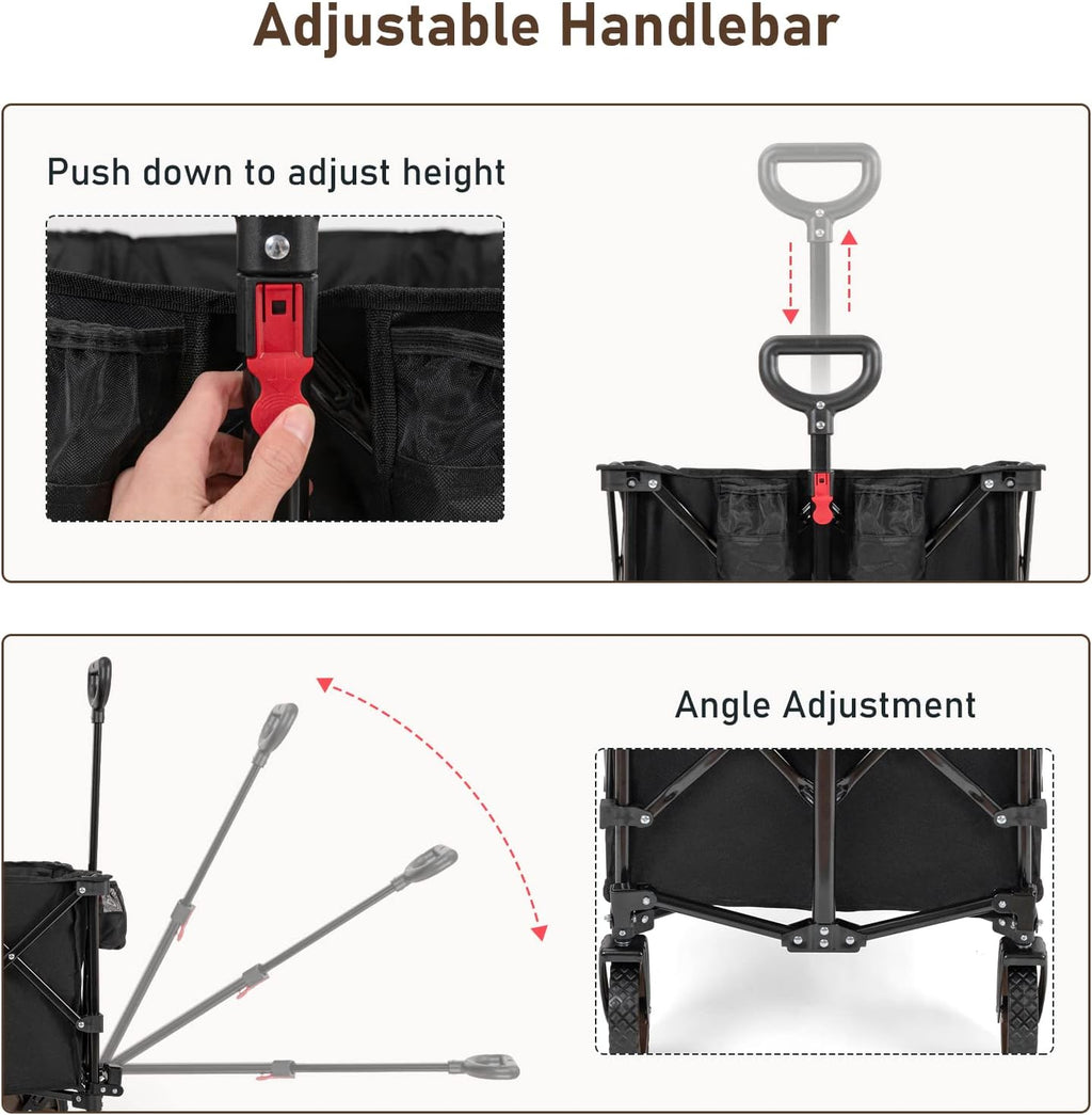 Heavy Duty Collapsible Folding Wagon Utility Cart with Universal Wheels & Adjustable Handle B46111