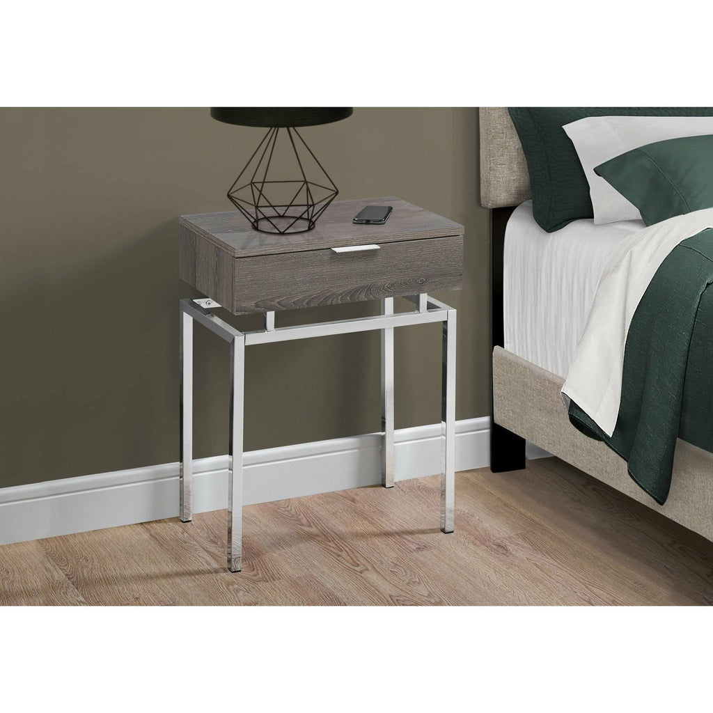 Dark Taupe/Chrome Metal Accent Table R3675