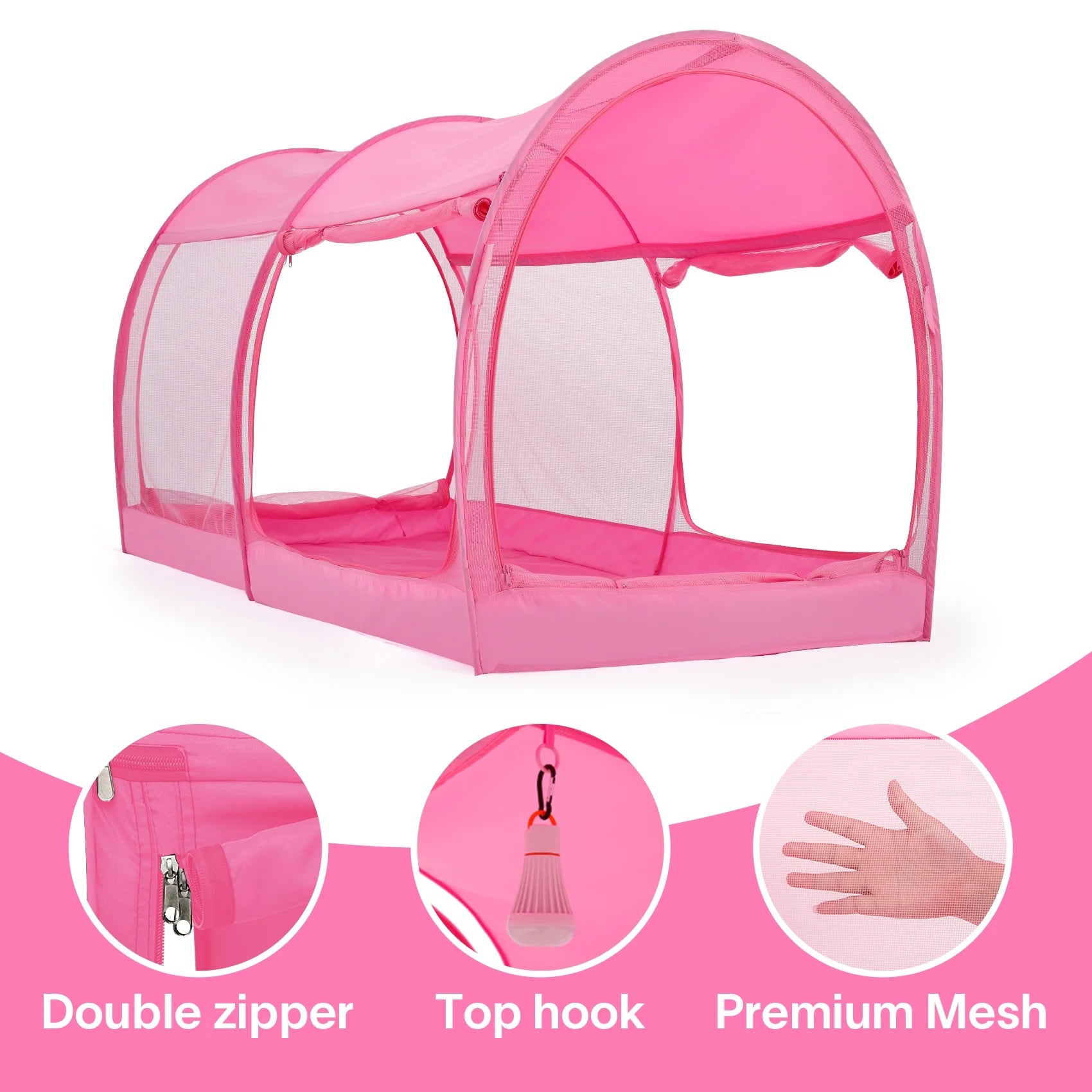 Twin Size Pink Bed Tent Mosquito Net Privacy Space G505190